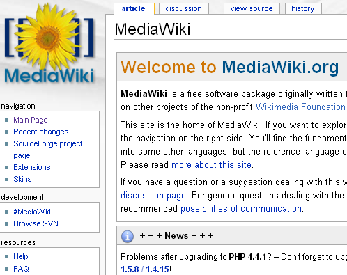 Abbildung 3.3.4.a : MediaWiki -Hauptseite