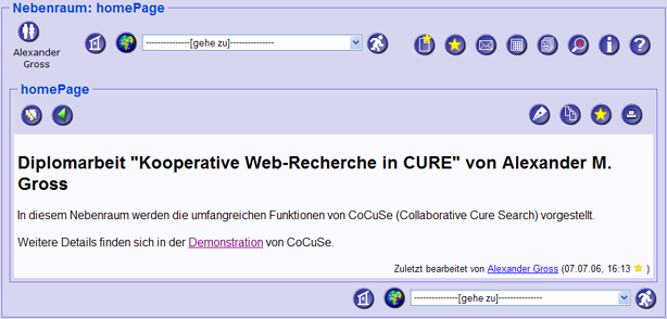 Abbildung 4.1.1.b : CURE - Homepage eines Raumes
